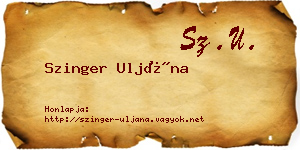 Szinger Uljána névjegykártya